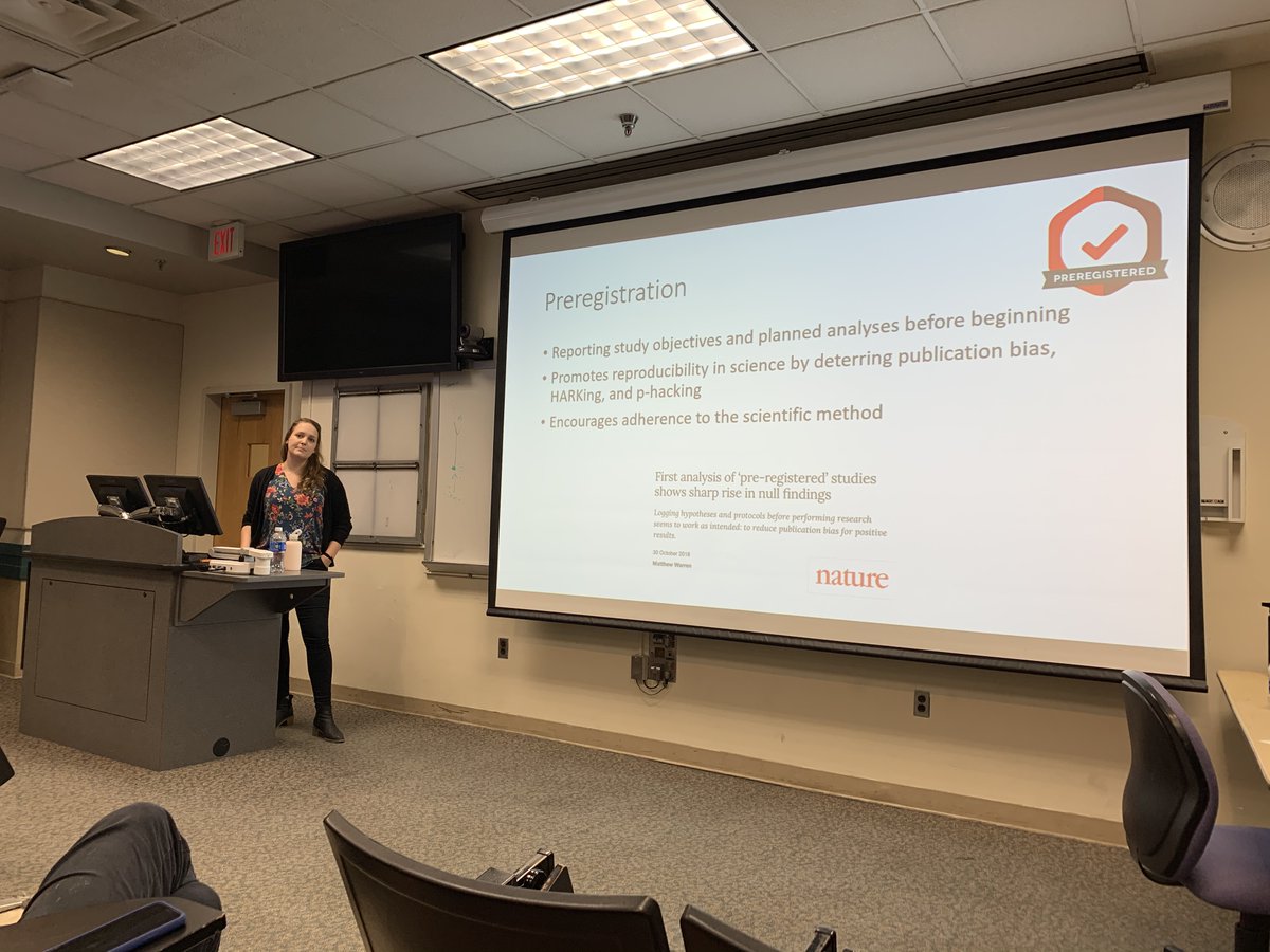 york_rva's tweet photo. Great to see @EvaELancaster start seminar with her #preregistration experience facilitated by #OSFramework. Her PhD work is stellar ✨but no surprise  most questions were about how folks can prereg their own work. Lots of excitement at #VCU about #openscience and #DataScience https://t.co/uNTgLWJuLW