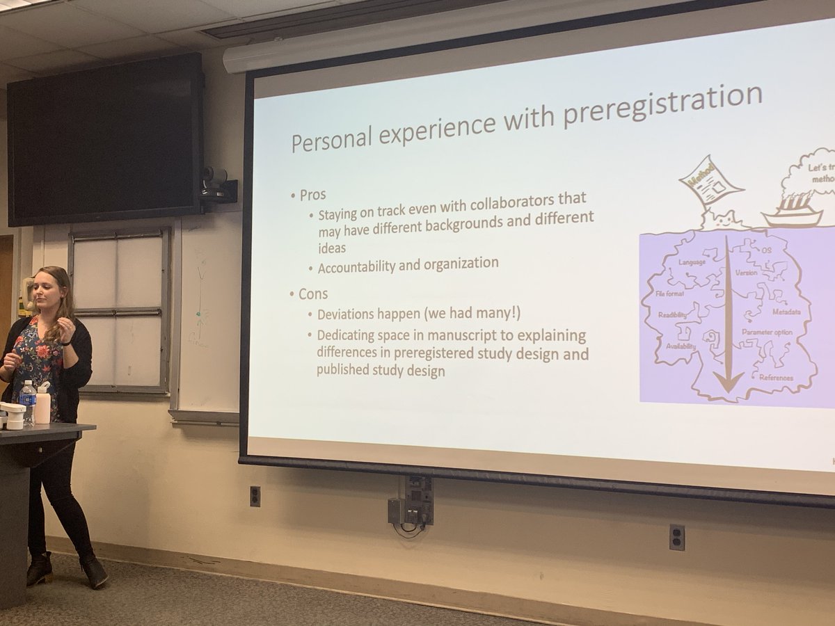 york_rva's tweet photo. Great to see @EvaELancaster start seminar with her #preregistration experience facilitated by #OSFramework. Her PhD work is stellar ✨but no surprise  most questions were about how folks can prereg their own work. Lots of excitement at #VCU about #openscience and #DataScience https://t.co/uNTgLWJuLW