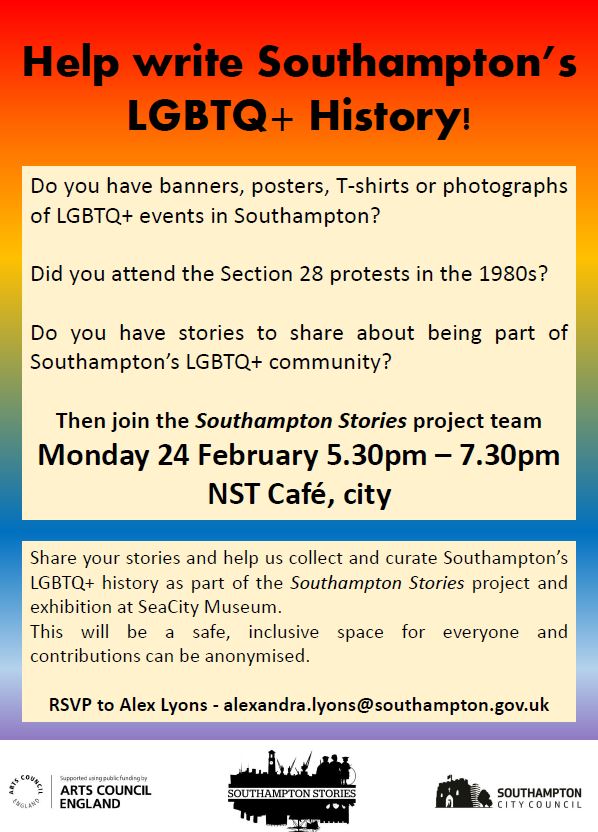 Members of our network may be interested in joining our friends from SeaCity Museum at an event on Monday evening to help write Southampton's LGBTQ+ history. 🏳️‍🌈