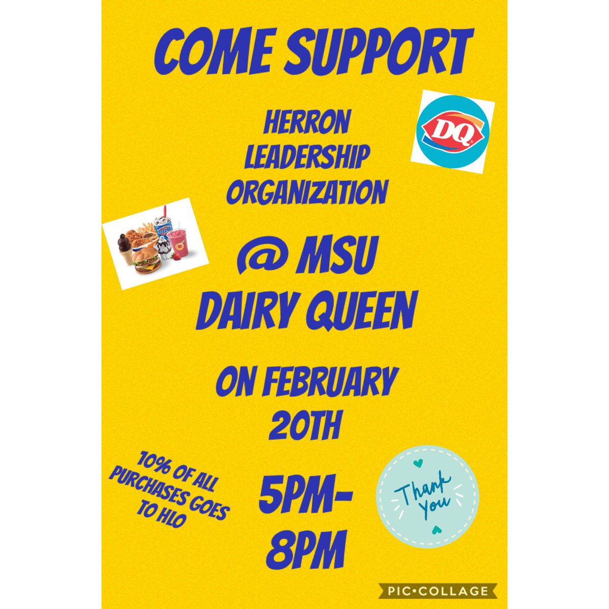 HLO_MSU's tweet photo. Come enjoy some DQ and support HLO TOMORROW from 5pm-8pm! 💙🦅💛 https://t.co/7JrtkSWKj8