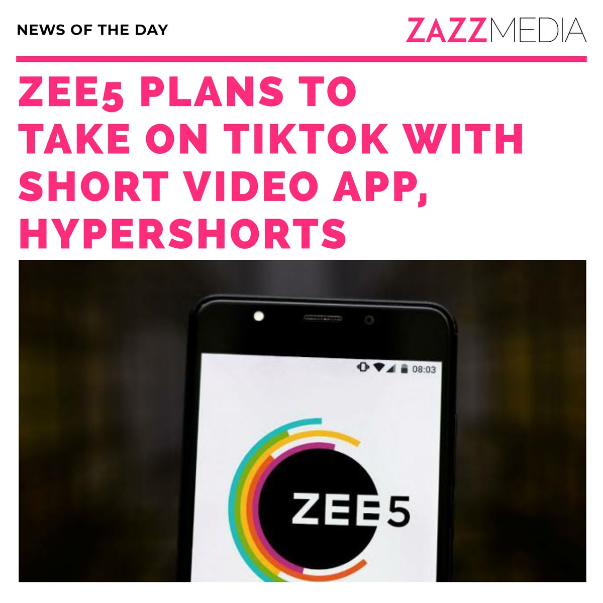 zazzmedia's tweet photo. #ZEE5 is developing a short-form video creation app #Hypershorts to tap into the vast user-generated content segment.

It is still in the works and will offer up to 90s videos created by celebrities, influencers, and common users.

#ZazzMedia #TikTok #ShortVideo #TikTokIndia https://t.co/a86EYcqunG