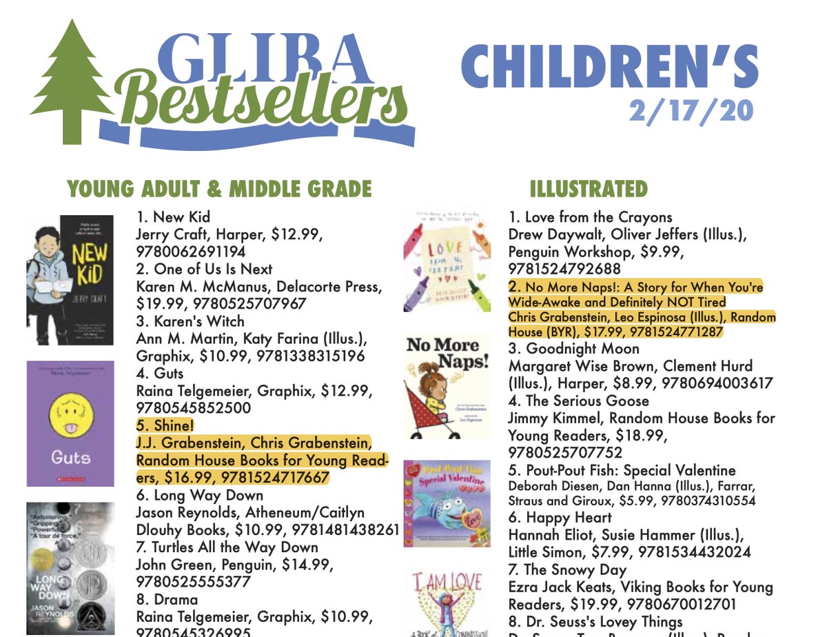CGrabenstein's tweet photo. Thanks to all the GREAT Great Lakes Independent booksellers who helped make SHINE! and NO MORE NAPS! best-sellers! #gliba https://t.co/Sjh9EWOwFp