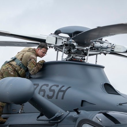 HQ_AFMC's tweet photo. The @usairforce newest helicopter, the MH-139A Grey Wolf, completed its first combined test flight at @TeamEglin Feb. 11. The MH-139A will replace the UH-1N “Huey” fleet &amp; closes the capability gaps in speed, range, endurance, payload &amp; survivability in support of ICBM missions. https://t.co/WpQvur826j