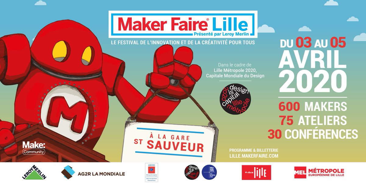 {𝔹𝕚𝕝𝕝𝕖𝕥𝕥𝕖𝕣𝕚𝕖} #MakerFaireLille #MFL20
+ de 600 #makers passionnés vous donnent rdv à #Lille à l’occasion de sa 4e édition ! #lille2020 
🗓3-4-5 avril 2020
📍Gare St Sauveur
Pour prendre votre billet, c'est par ici 👉bit.ly/2OIT5IU
#EconomieCirculaire #DIY