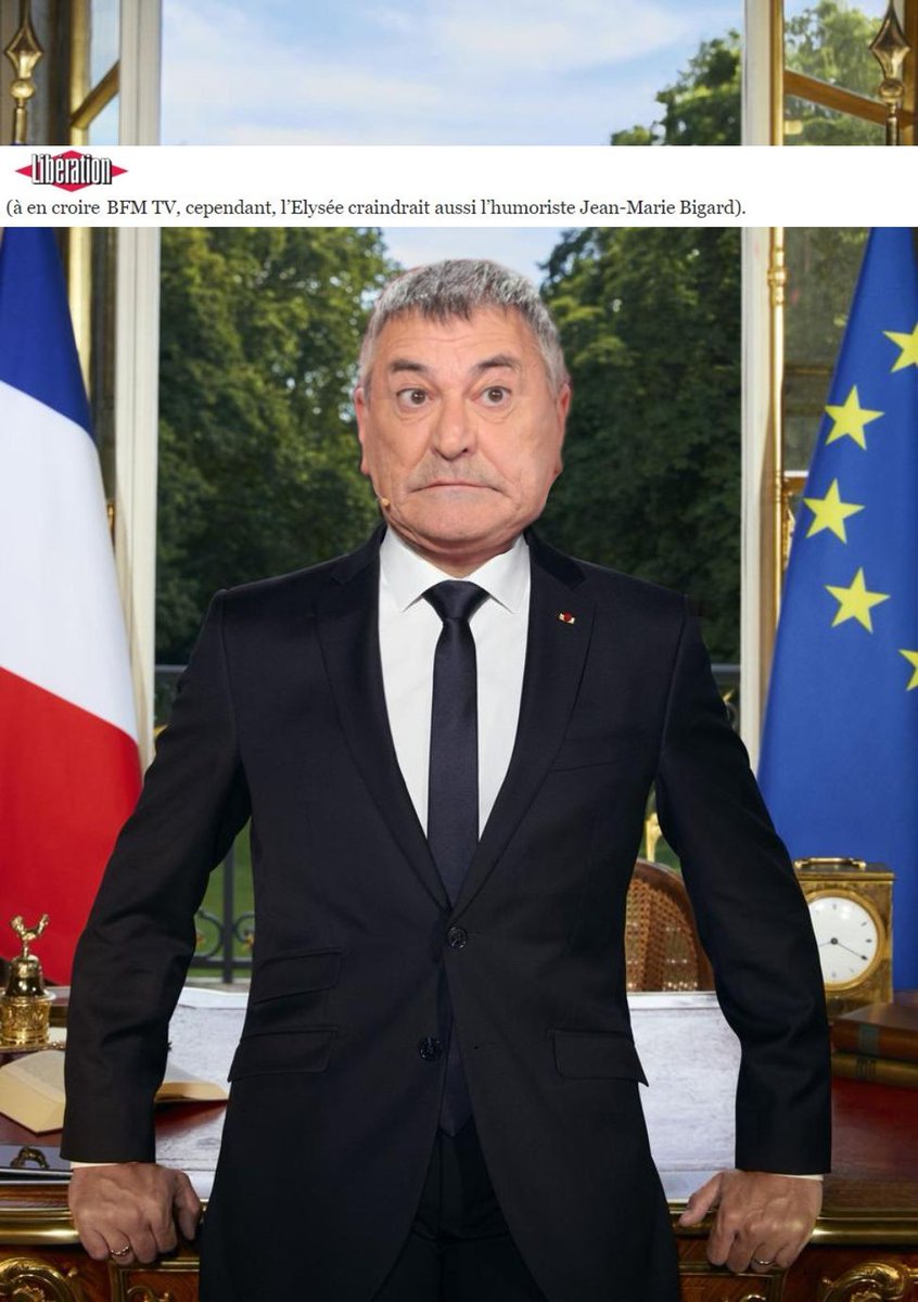 JM_Bigard's tweet photo. Oh putain, je lis que l’Élysée redoute l’émergence d’un nouveau candidat "dégagiste" comme Bigard qui jouerait les trouble-fêtes en 2022.

En même temps, quitte à mettre un comique à la tête de la France, autant que ce soit un vrai.

RT si tu veux que je foute la merde. OK? https://t.co/cY3CTHunxb