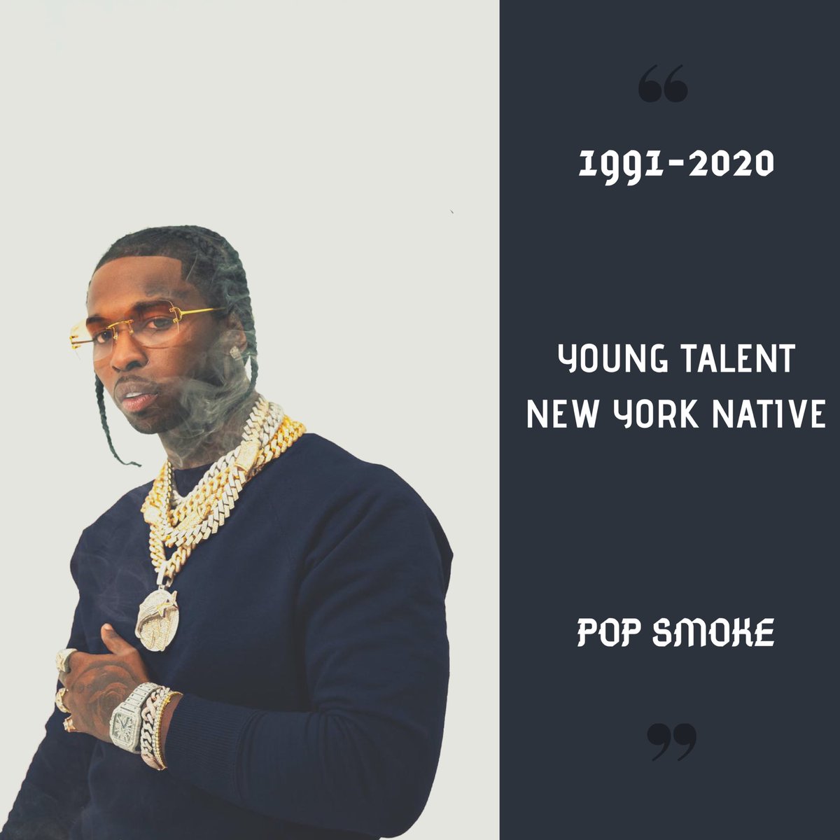 recorddropmusic's tweet photo. 20 year old Rapper and song writer Bashar Barakah Jackson, otherwise know as Pop Smoke, has sadly passed away. #popsmoke https://t.co/CCWxef0x83