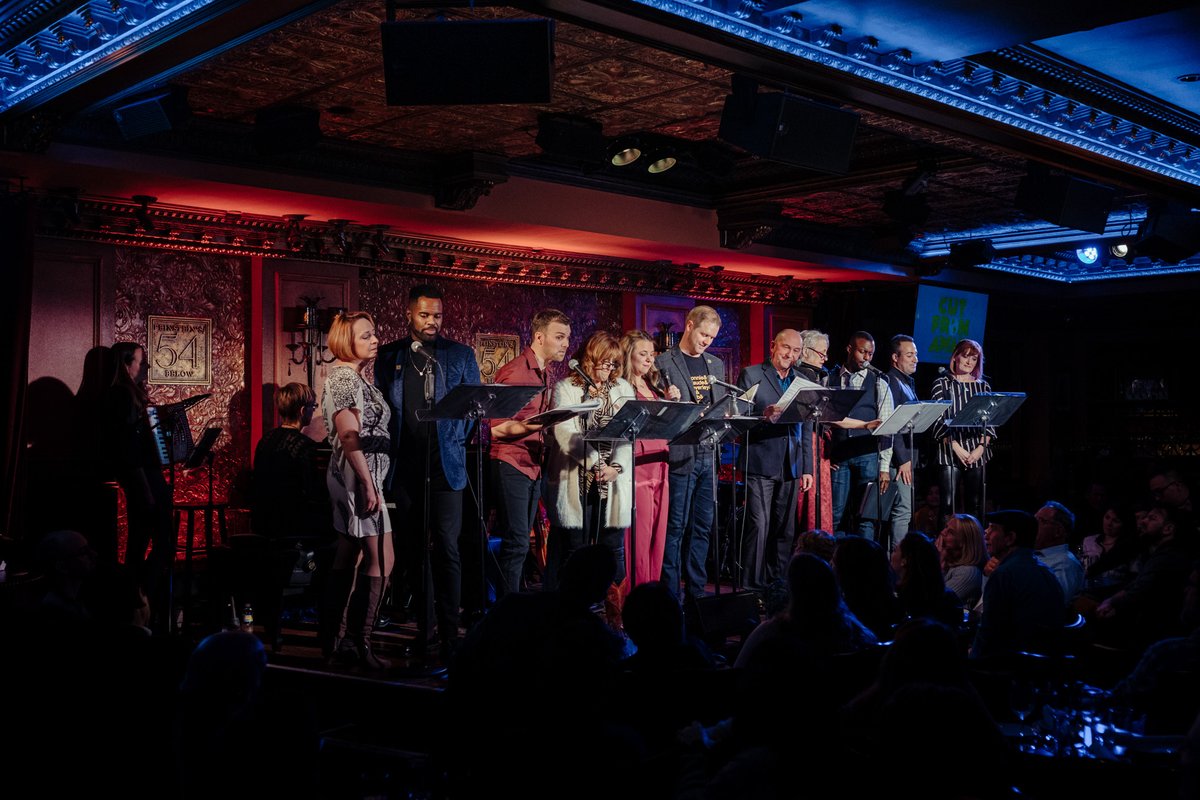 The Cast of CFA and Writers David and Irene Sankoff on stage at 54 Below 