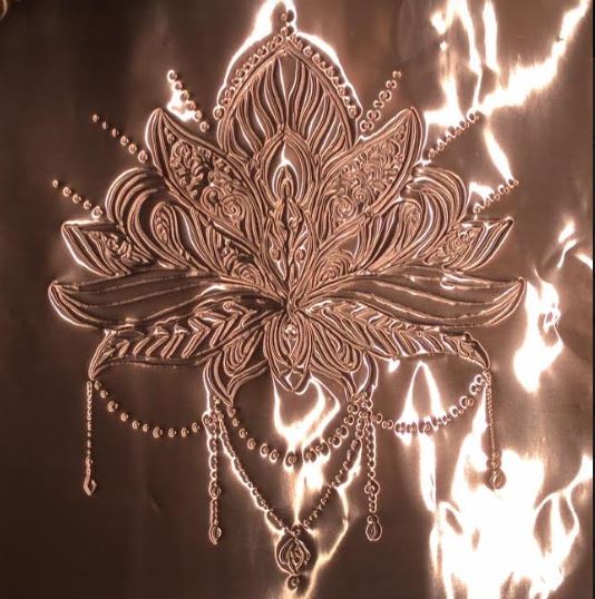 I've not tweeted for ages .... so here goes!  This is a hand embossed copper Lotus design I'm working on at the moment. <a href="/pewterconcepts1/">Caroline Buchwald</a>