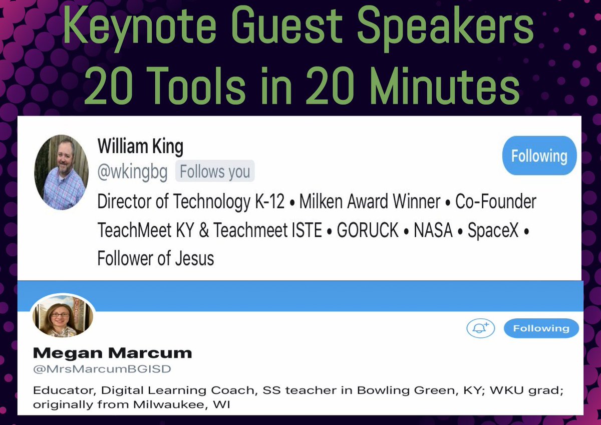 EdCampFlorence's tweet photo. We are looking forward to @wkingbg & @MrsMarcumBGISD from KY sharing 20 Tools in 20 Minutes during the opening ceremonies at our 5th annual #EdCampFlorence 2020! They will also both be leading some sessions. Join us
https://t.co/Do6WzRvfsFβ¦β¦β¦β¦ #EdcampUSA #EdCamp #SpreadEdCamp https://t.co/O7He7Tw8Yr