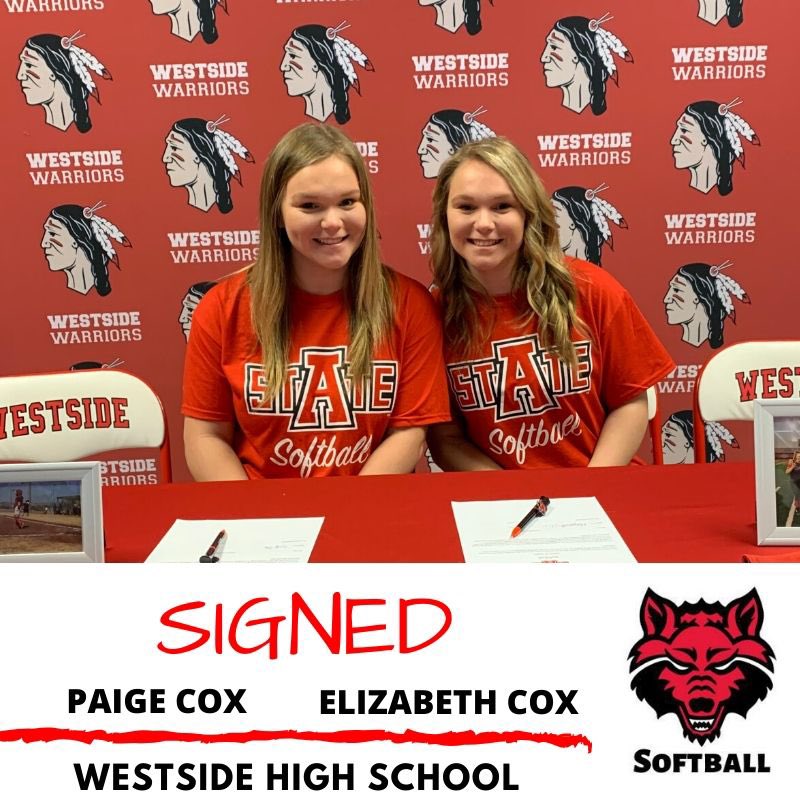 Twins? ✅
Teammates? ✅
Pitcher and Catcher? ✅ 
Red Wolves? ✅✅✅ 

Welcome to the Pack, Paige and Elizabeth! 
🐺🔥🤘🏼