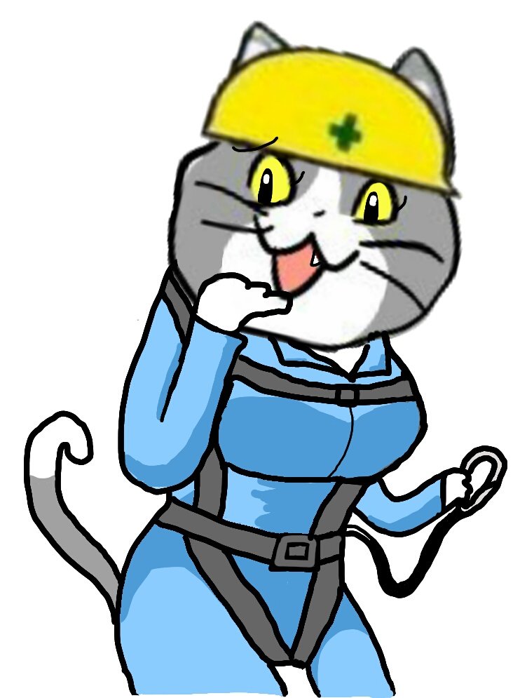 現場ネコによるフルハーネス型安全帯の啓蒙イラスト Togetter