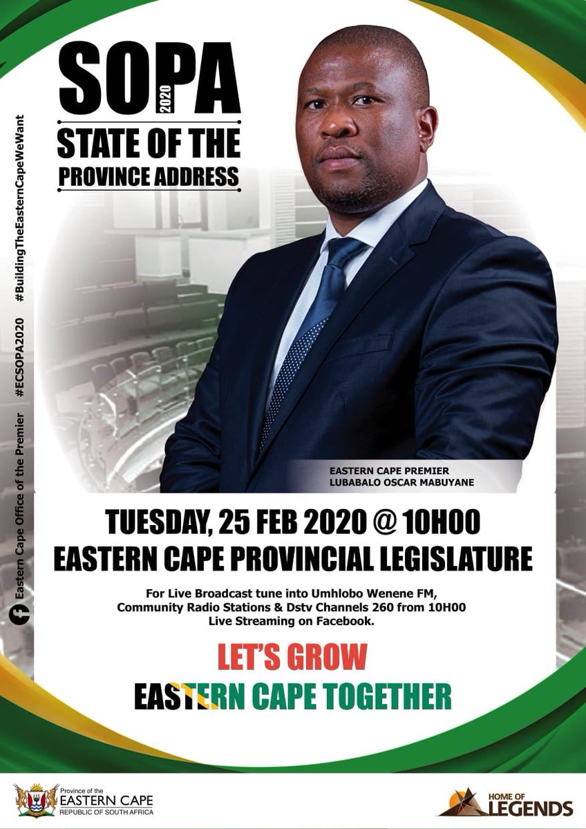 OscarMabuyane's tweet photo. #ECSOPA2020 #GrowEC #BuildingTheEasternCapeWeWant https://t.co/DNXE9dxLu5