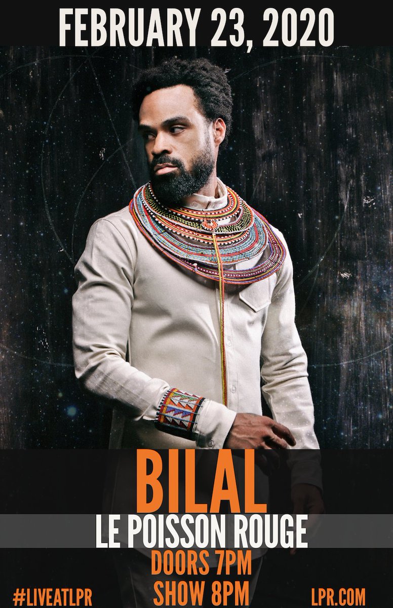 4 DAYS AWAY! Neo-soul icon @Bilal hits the stage #LIVEatLPR 📀 With collaborations from Kendrick to Erykah, Janelle to Jay-Z & many more, the #SoulQuarian himself brings his blissful sound to #NYC with @KassaOverall 🌒 Tickets available here>>>eventbrite.com/e/85009546843