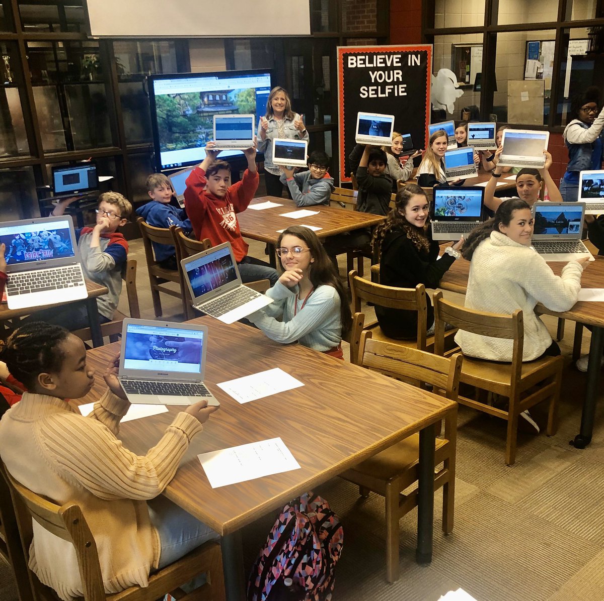 Had the best day teaching the most amazing students how to use Adobe Spark for presentations today.  I just love middle school students! Thank you Lauren Avant for the opportunity to work with your classes!  So polite ❤️!  #smart #innovative #engaged.