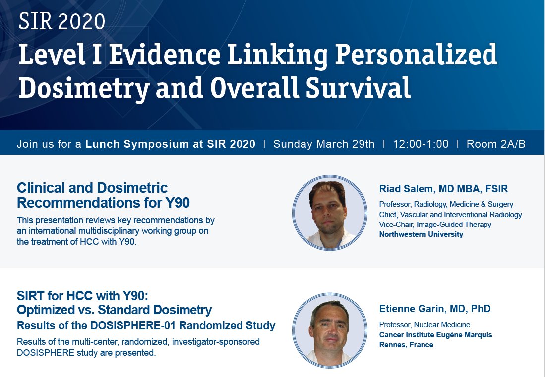 bsc_vascular's tweet photo. Looking forward to hearing Dr. Riad Salem &amp; Dr. Etienne Garin speak about the recent DOSISPHERE-01 study results linking personalized dosimetry &amp; overall survival for #HCC patients. #PersonalizedMedicine #LevelOneEvidence #SIR20SEA #Y90 @SIRspecialists @riadsalemIR https://t.co/N6NfrB0oP4