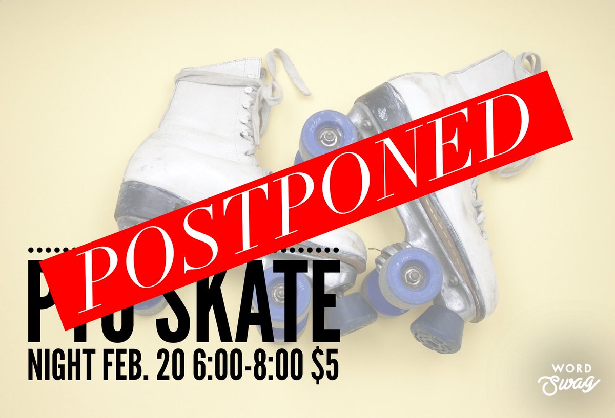 Due to impending weather, we have canceled our PTO Skate Night but are currently looking for possible dates to reschedule! Stay tuned! 🤩