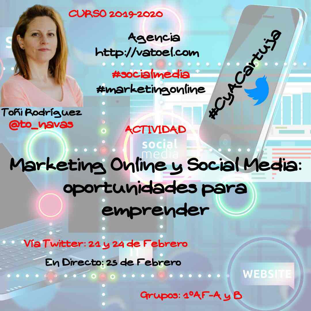 Participa y colabora con <a href="/to_navas/">Toñi Rodriguez Navas ☺️</a> sobre las oportunidades para emprender en el área del #marketingOnline y el #SocialMedia ¡sigue nuestro hashtag y suma...! 

#CyACartuja #FP #Emprender #Granada