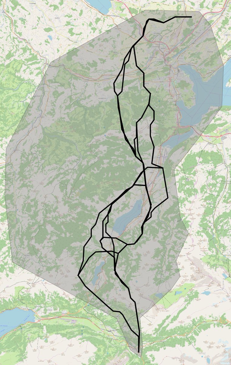 We successfully applied a part of <a href="/rastrau/">Ras</a>'s valley-finding algorithm for determining feasible path alternatives for new #transmissionlines. This is a big leap, as it allows optimizing the alternatives w.r.t. a given objective very quickly. [The represented lines are fictitious]