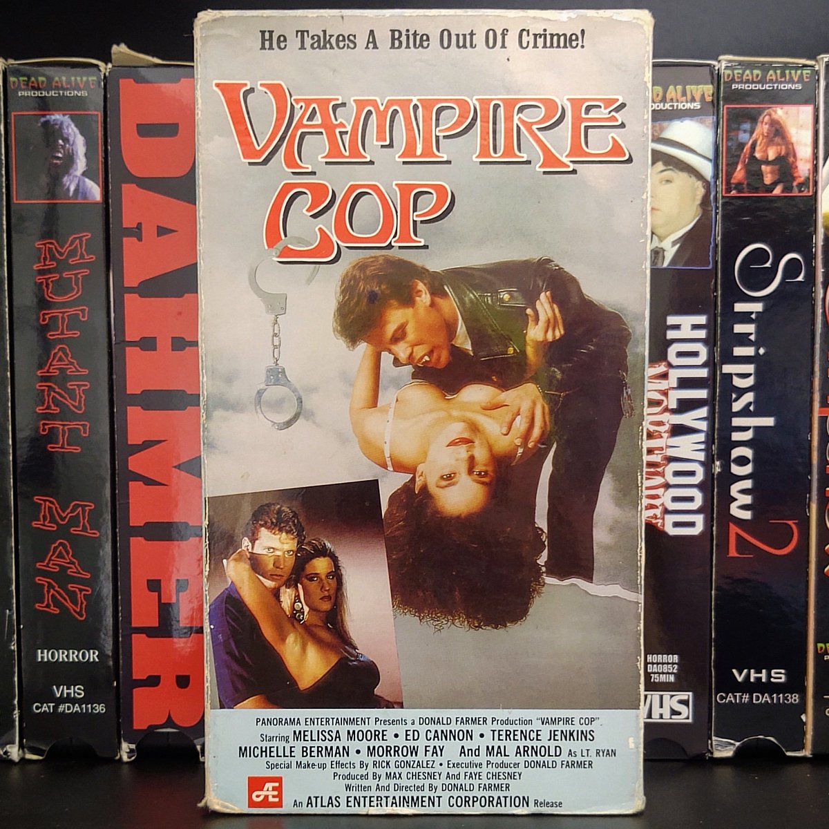 BadTasteVHS's tweet photo. Take a break from your day with the Bad Taste Video Podcast and listen in as Vampire Cop takes a bite out of Crime! This Donald Farmer crime romp is not one to miss #podcast #horror #badtastevideo #moviepodcast #horrorpodcast #vhs #lowbudget #cult #donaldfarmer #vampire #February https://t.co/D8j1plaWVi