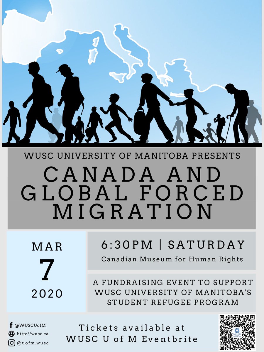 .@UofMWUSC invites you to their event “Canada and Global Forced migration” on Mar 7, featuring speakers on research and their experience re. the global forced migration crisis. Get tickets here: eventbrite.com/e/canada-and-g…
#refugees #migration #immigrationresearch #immigration