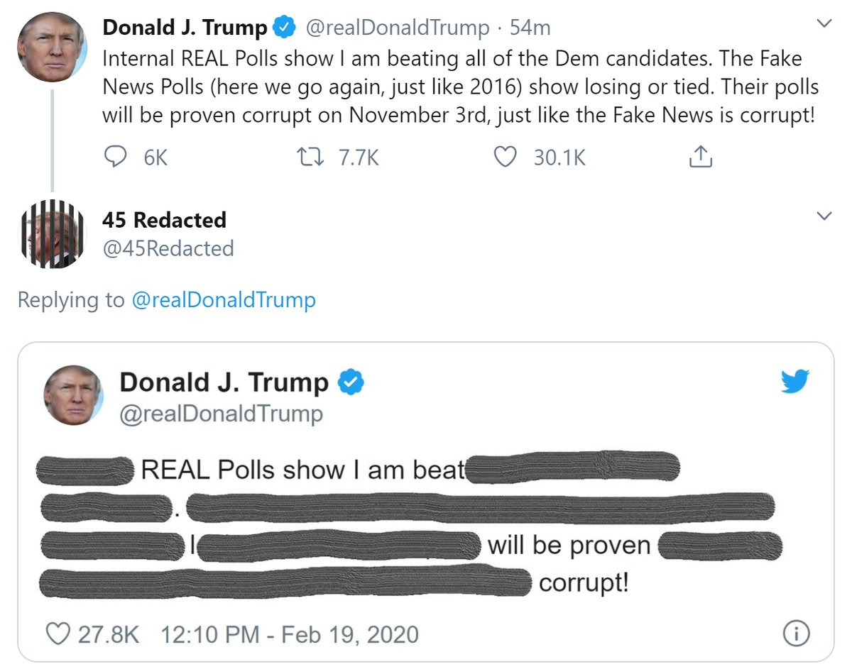 45Redacted's tweet image. #IMPOTUS #IsAMajorRedFlag #ImpeachedForLife #ToiletTrump #LaughingStock #Pelosi #MoscowMitch #StableGenius #Resign #Impeach #Corrupt #Contempt #BlueWave #Resist #Resistance #TheResistance #Indivisible #ImpeachTrump #FBR #Redacted #Politics #Humor #Funny #Satire #Parody #News