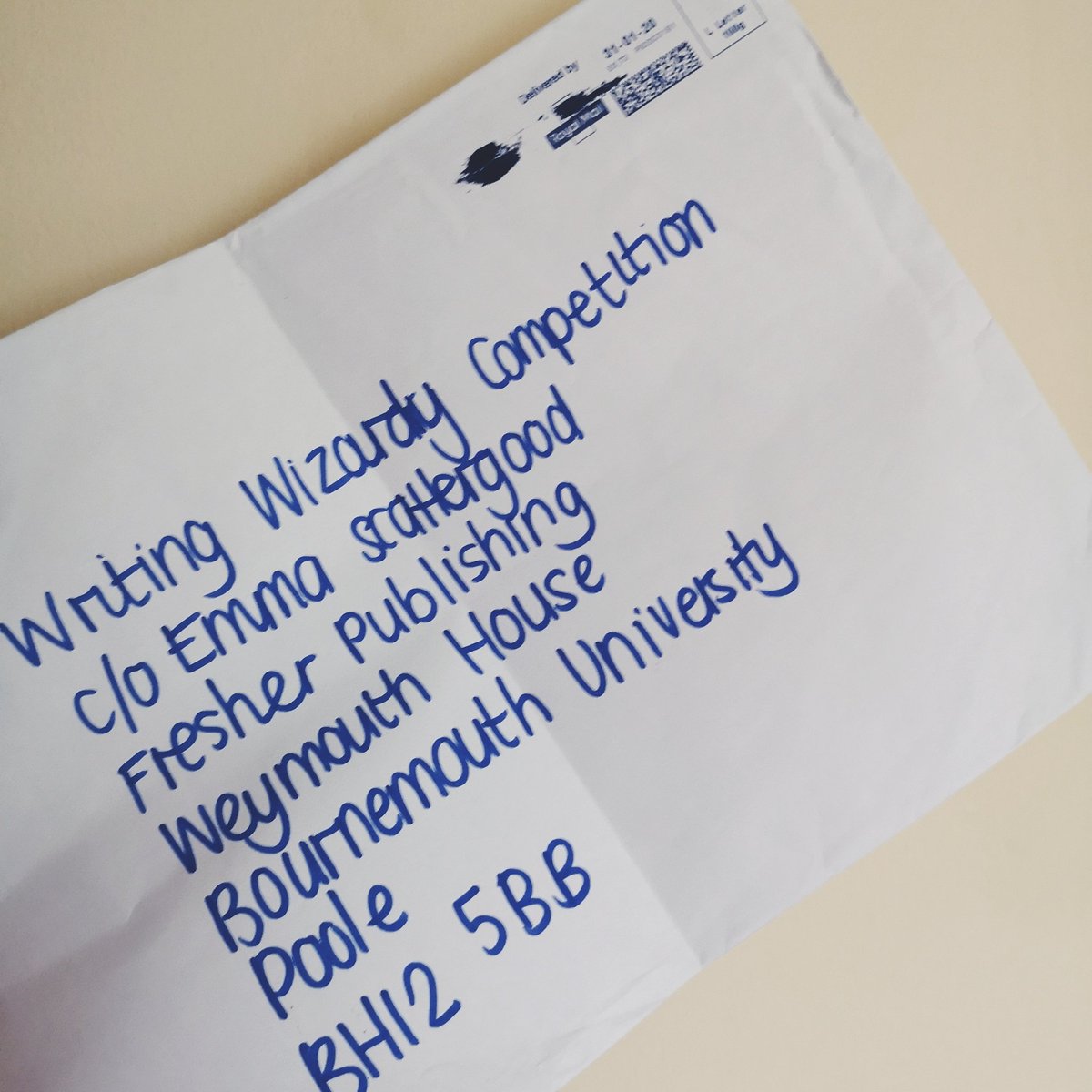 WritingWizComp's tweet photo. Have your kids spent this half term writing their story or poem for the #WritingWizardryComp but you aren't sure where to send it? You have two options:
1. Post it to the address in the photo below
2. Email it to us at competitions@fresherpublishing.co.uk
#YoungWriters #KS2 https://t.co/MDYklmx66b