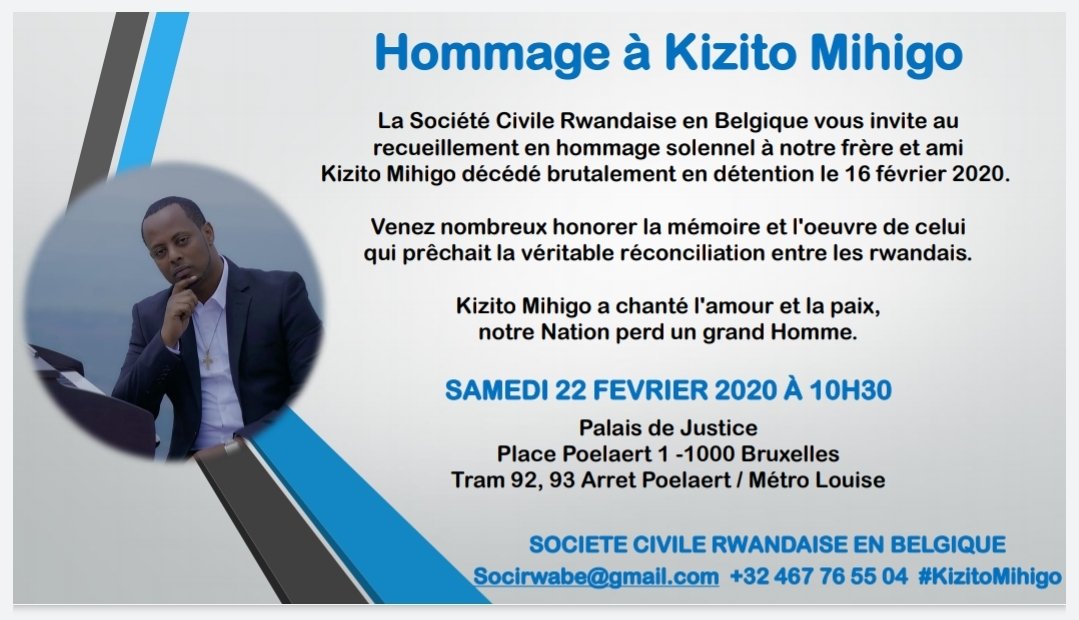 ChasteIsabane's tweet photo. #Droits de l'homme, #liberté d'expression, #amour, #paix et #réconciliation, si ça te parle alors tu es #humain. Viens rendre hommage à #KizitoMihigo avec nous à Bruxelles.@socirwabe @CLIIR_org @amahoriwacu2017 @jamboasbl #RwOT #WitnessChallenge #Kwibuka https://t.co/yFyxquLKTC