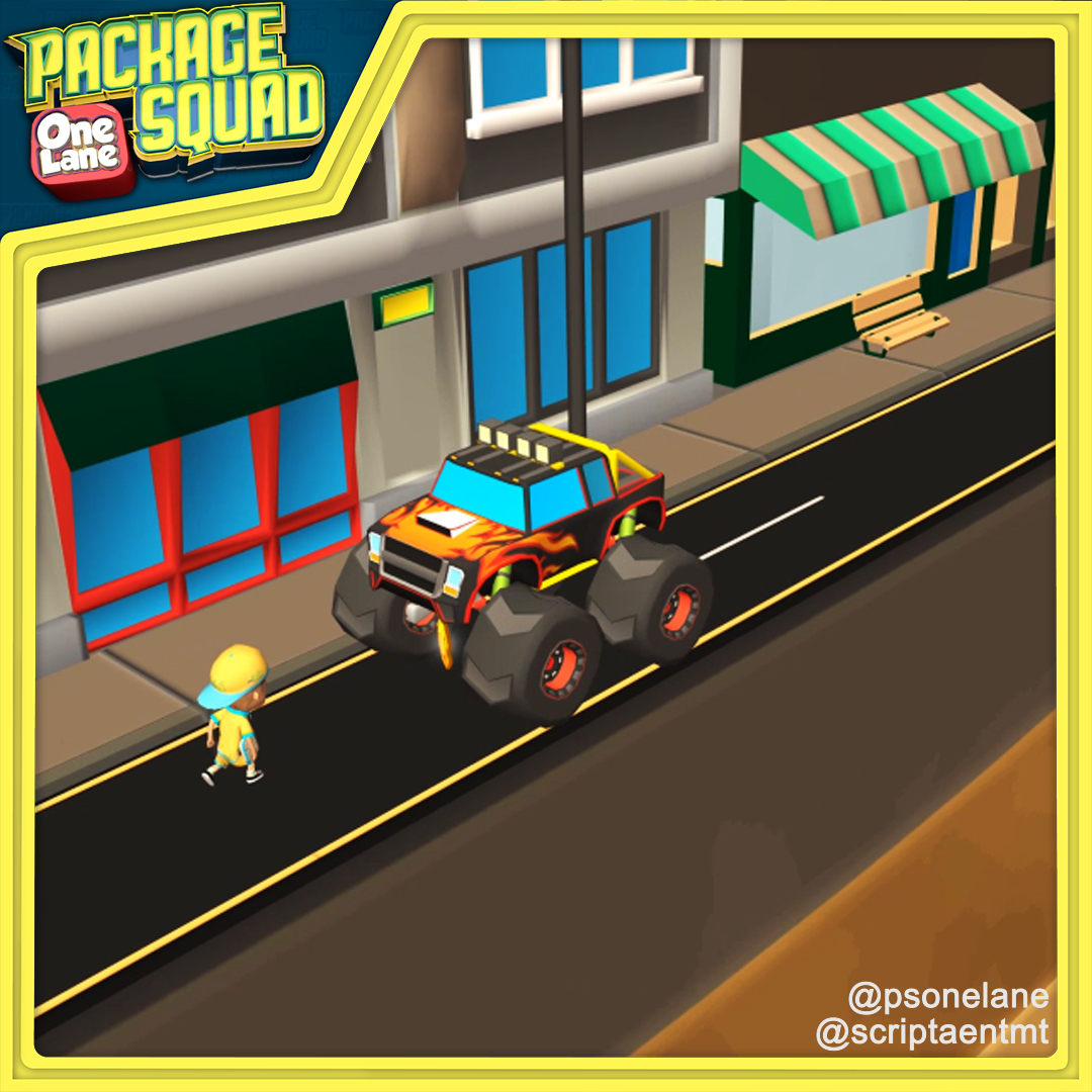 psonelane's tweet image. SLIDE under the monster trucks with a swipe down in Package Squad: One Lane, available on Google Play ()
(play.google.com/store/apps/det…)

#scriptaentmt #PackageSquadonelane #packagesquad #indiegame #indiedev #arcade #classic #isometric #madewithuniy #google #maya #monster #truck #cyber