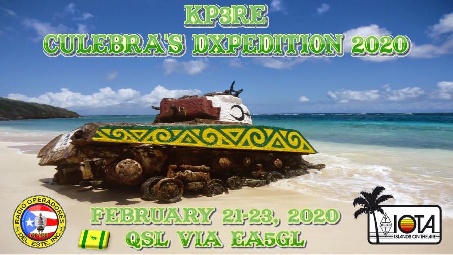 Next Friday 21st look for KP3RE.
Culebra DXpedition 2020 # kp3re
#iota
