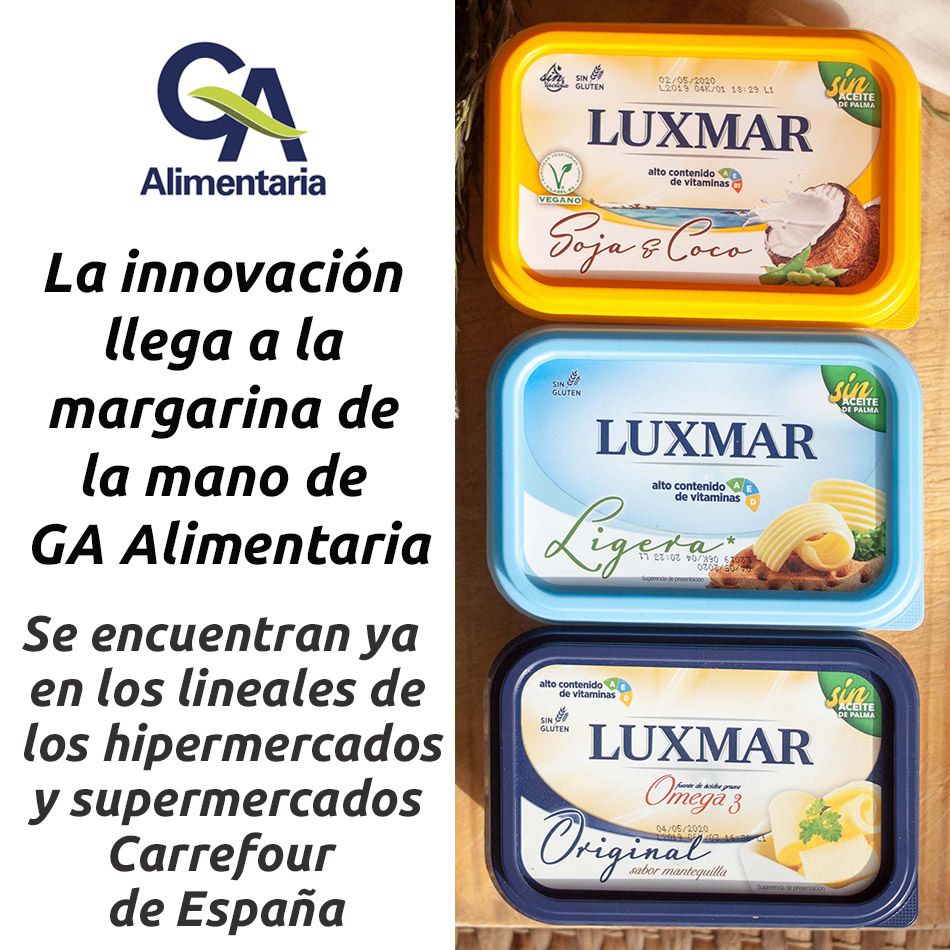 hosteleriaenvlc's tweet photo. LA INNOVACIÓN LLEGA A LA MARGARINA DE LA MANO DE GA ALIMENTARIA
https://t.co/71iEziV7oi
@GA_alimentaria #GAAlimentaria #Gracomsa #Luxmar #HosteleriaEnValencia #Margarina #Carrefour #Innovacion #Hipermercados #LuxmarSojaCoco #LuxmarLigera #LuxmarOriginal #LuxmarCake #Vitaminas https://t.co/HWsmKorb2o