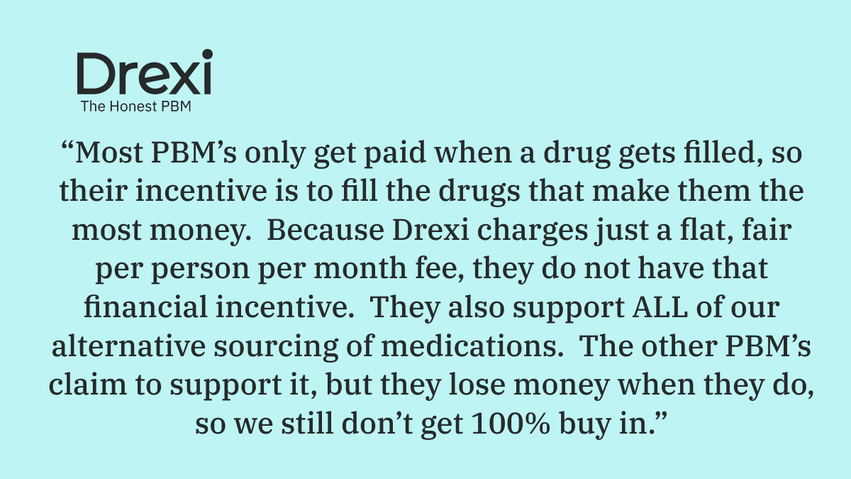 When a client describes your value this succinctly, We had to share it.  
drexi.com
#honestpbm #transparentpbm