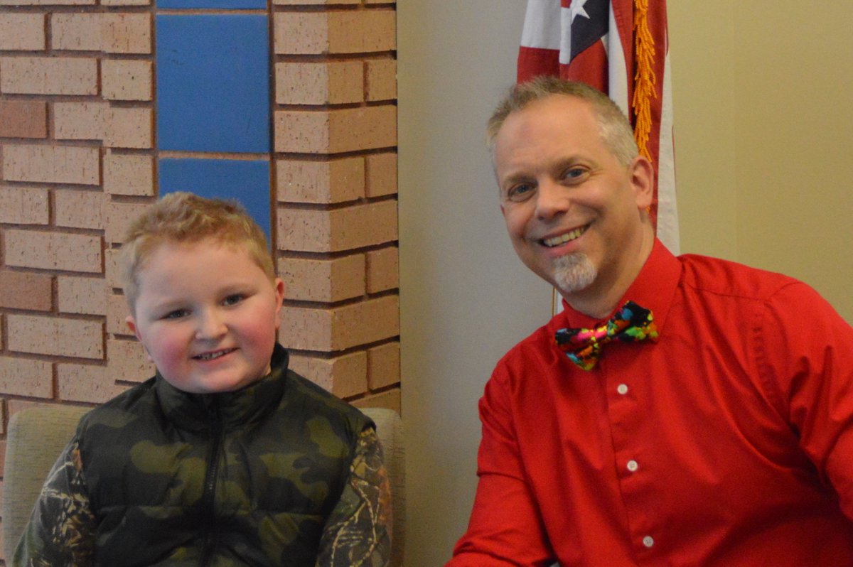 It's a Paw Pride Bow Tie Tuesday on a Wednesday.  Maverick Moritz picked out this awesome color-splash tie.  Maverick was chosen for showing respect to others and to learning.  Great job, Maverick!  #gocigo