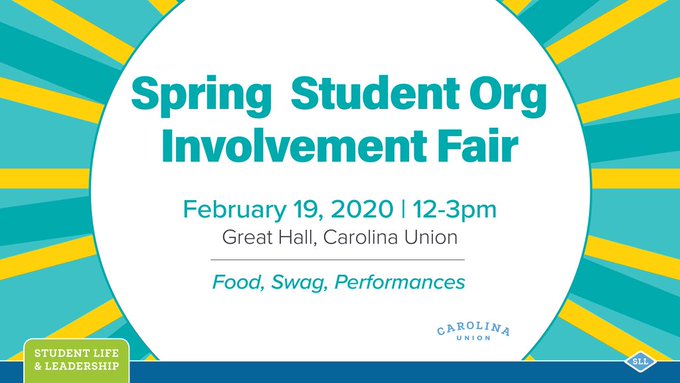 Stop by the @UncGssa table at the Spring Student Org Involvement Fair today until 3pm!