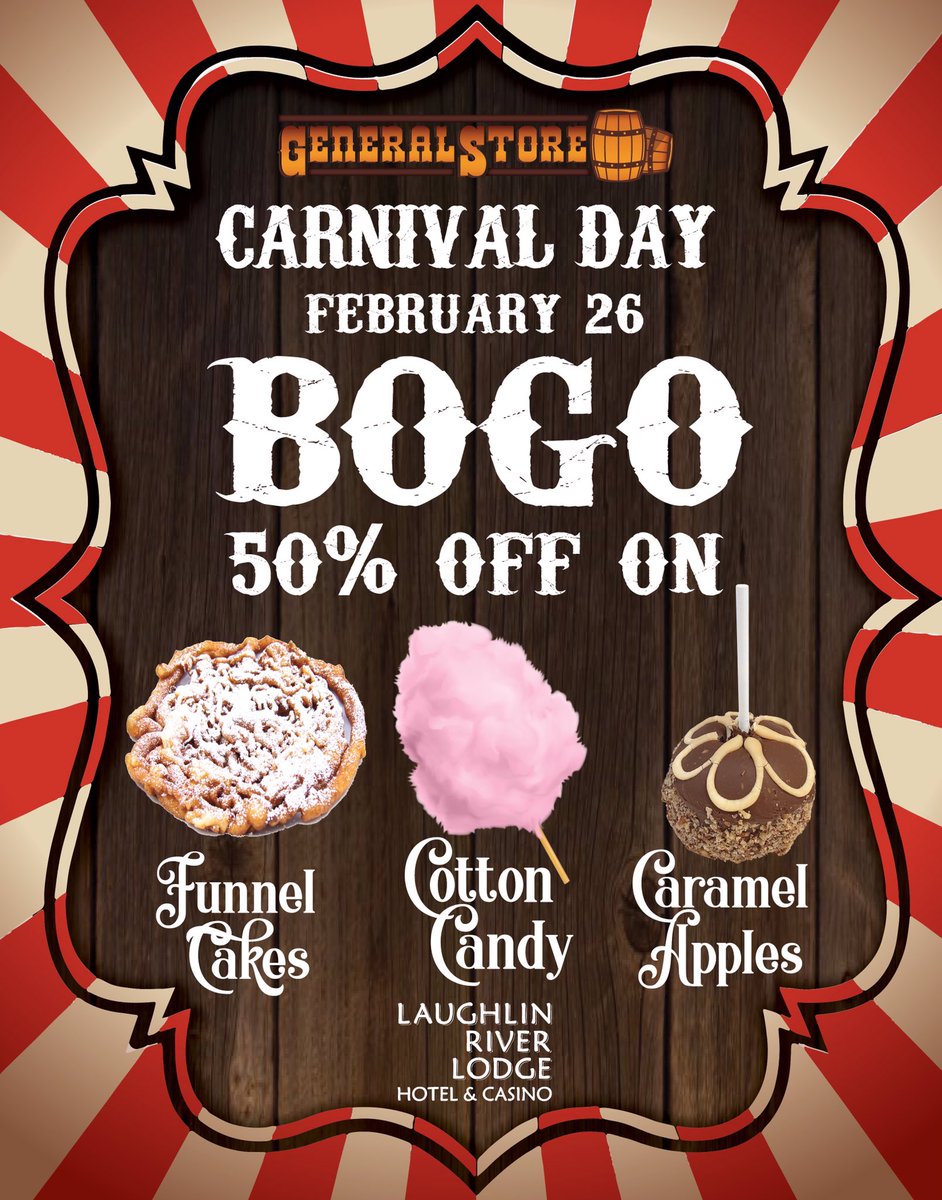 LaughlinRLodge's tweet photo. Carnival Day, February 26th, in the General Store! #generalstore https://t.co/Fxr8xo5tgB