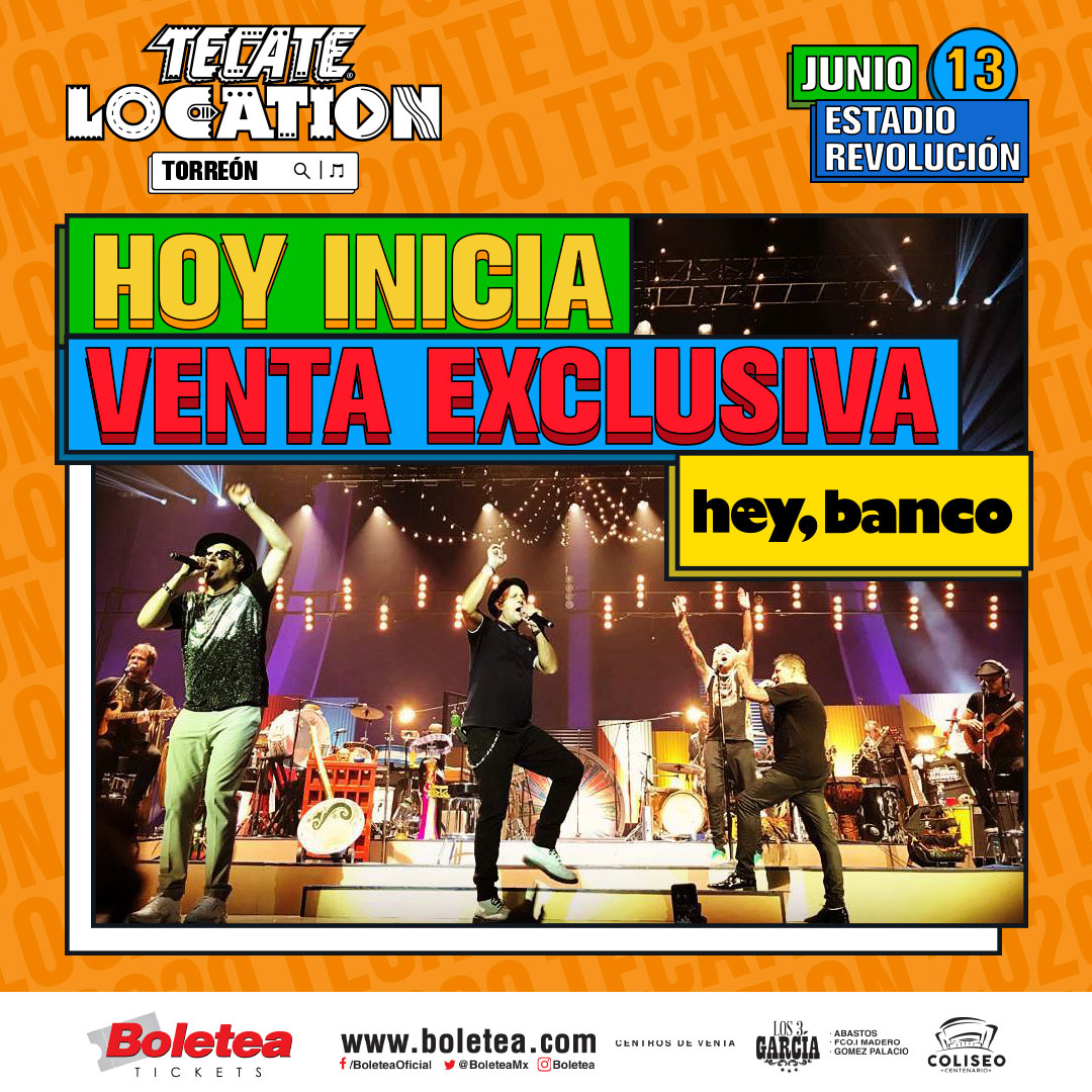 tltorreon's tweet photo. ¡HOY! Inicia la venta exclusiva Hey Banco para #TecateLocation Torreón. 😍🔥

Disponibles en Boletea: https://t.co/lxwuYdhMfx y en sus puntos de venta.

Venta general a partir de mañana, 20 de febrero. https://t.co/LGfHdc9bRq