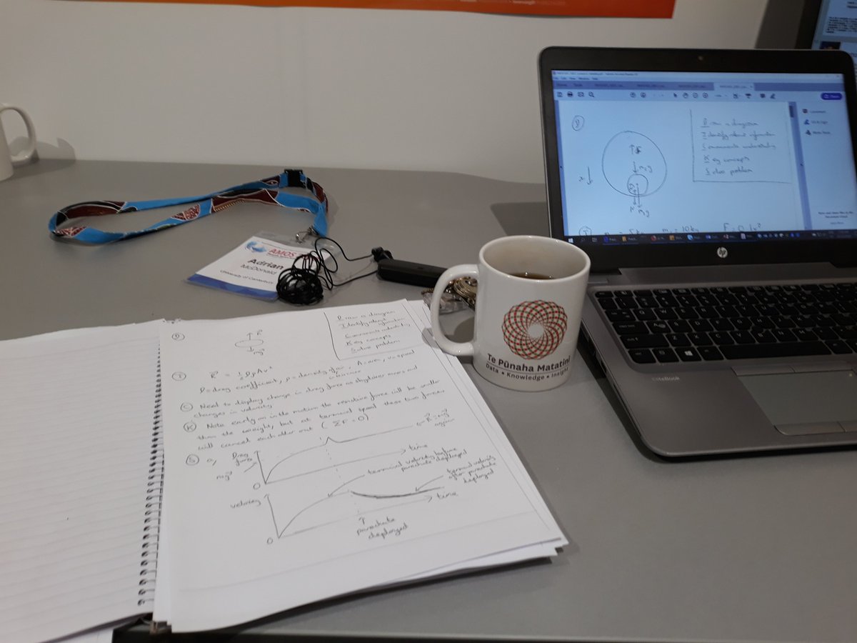 AdrianMcNZ's tweet photo. So here is photo 2 of my day. Drinking coffee from my @PunahaMatatini mug and checking problems before heading to #PHYS101 8am lecture @UCNZ. Will get to @GatewayAntarct1 around 10am as I have two lectures in a row. https://t.co/xt8cSzTfA1