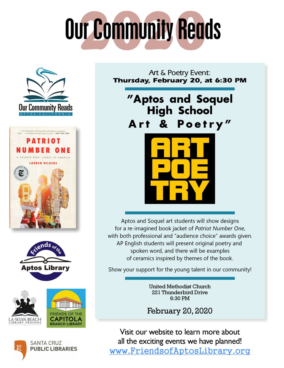 AptosHigh's tweet image. Join us at the Our Community Reads Art &amp;amp; Poetry event on Thur 2/20 6:30! Our students will present original art and poetry...they are SO talented! #marinersread #marinerscreate @PajaroValleyUSD @mlrod32