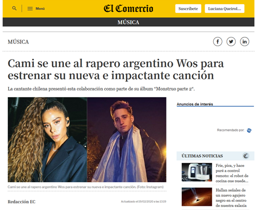 Lucianaqc's tweet photo. La CAMI y WOS hoy en el diario El Comercio Perú 
🇵🇪: https://t.co/I84bnQyKvT #FuneralCamiWOS @soycamioficial https://t.co/fvq62yJo1I