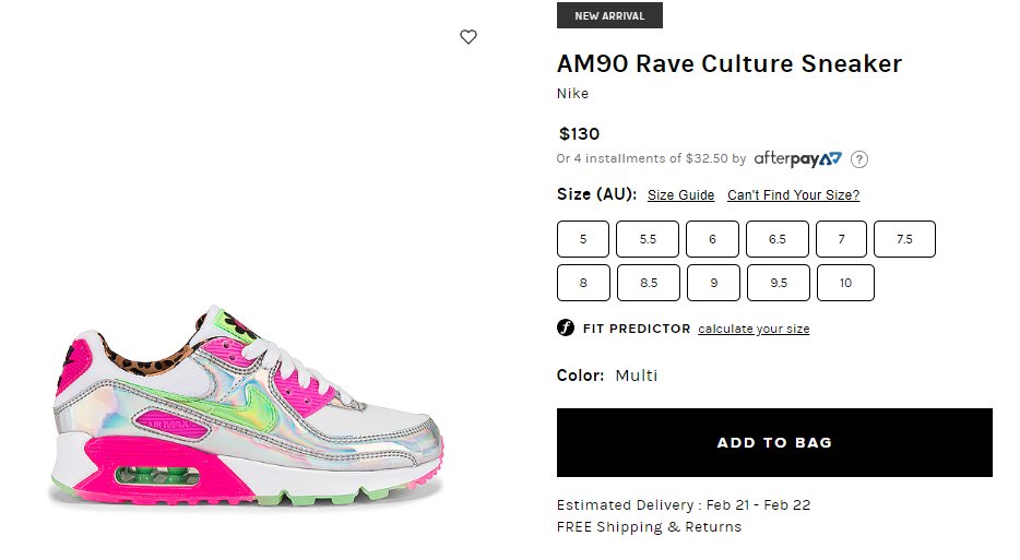 am90 rave culture sneaker in multi