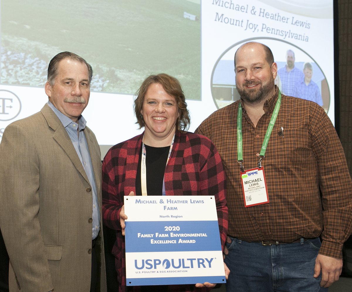 USPOULTRY1947's tweet photo. The Michael and Heather Lewis Farm, located in Mount Joy, Pa., was one of six farms across the United States to receive USPOULTRY's Family Farm Environmental Excellence Award during #IPPE2020.
For more about the Lewis family and their farm, click here: https://t.co/PomMH4Mc3y https://t.co/UxhRCRigRN
