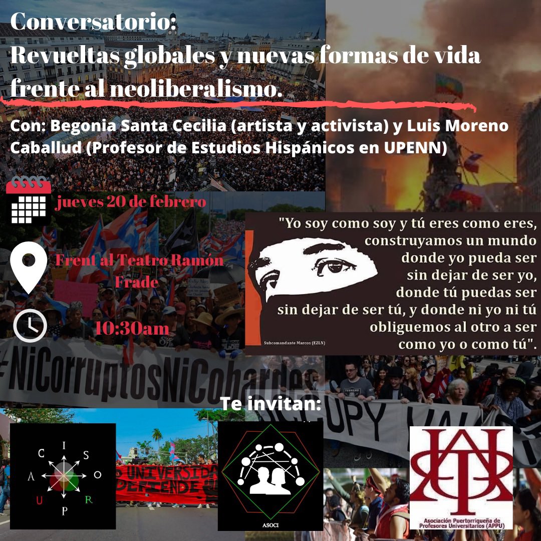 MovEstCayey's tweet photo. Conversaremos con Begonia Santa Cecilia y Luis Moreno Cabballud sobre sus experiencias como activistas en el 15M en España,en Ocuppy Wall Street y en el Encuentro Feminista Zapatista.Vamos a compartir nuestras experiencias del Verano y dialoguemos de las similitudes que tengamos. https://t.co/0LqAKTn4Zj