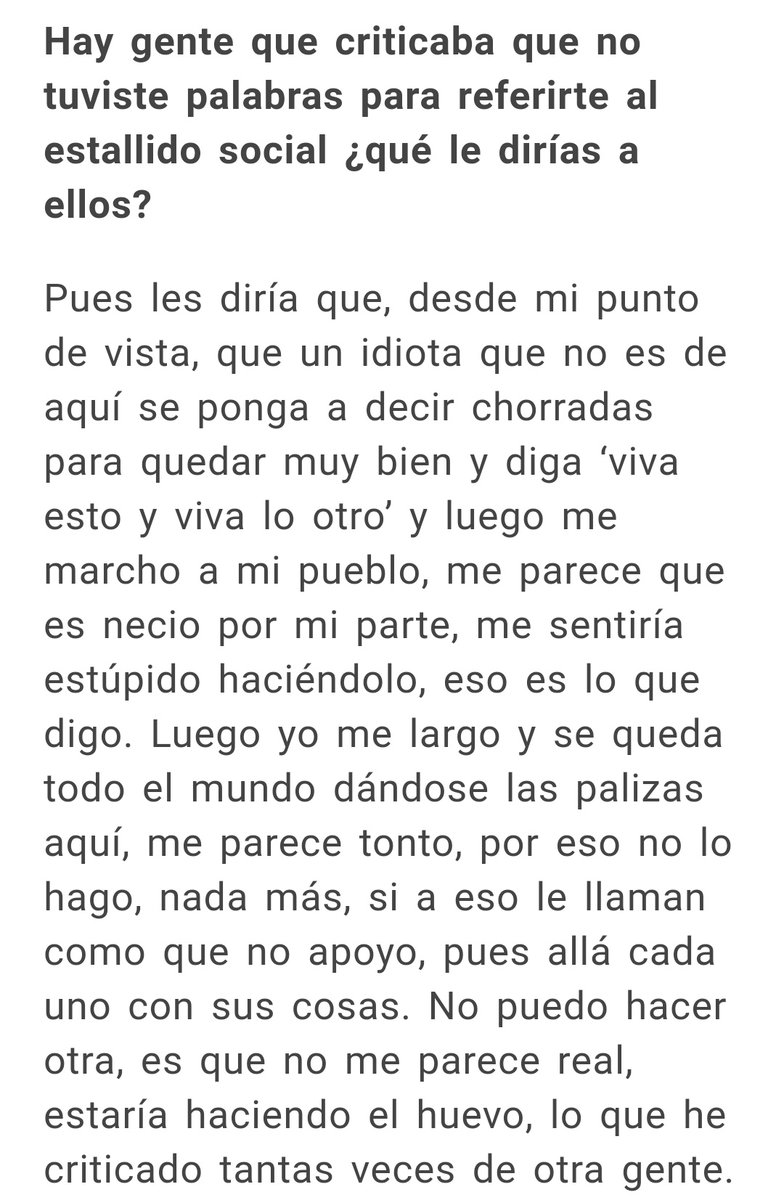 Todo muy lindo con Bono, Sting y venir a tocar acá y hablar de lo mal que está todo. Pero siempre prefiero el lado Evaristo Páramos de hacer las cosas. Hablando de su recital en Chile: