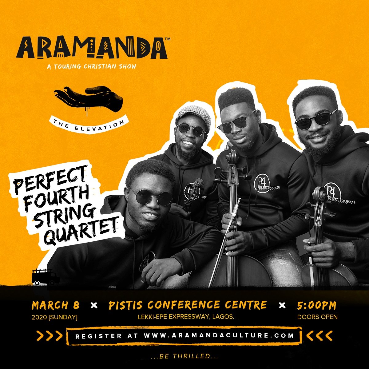 AramandaCulture's tweet image. Yes, there are strings attached! 
@P4StringQuartet will be live 

 Have you Registered? 😉

ARAMANDA- The Elevation
Sunday March 8th
5pm
@elevationng Pistis Conference Center

 aramandaculture.com 

#Aramanda 
#TheElevation
#UrbanChristianCulture