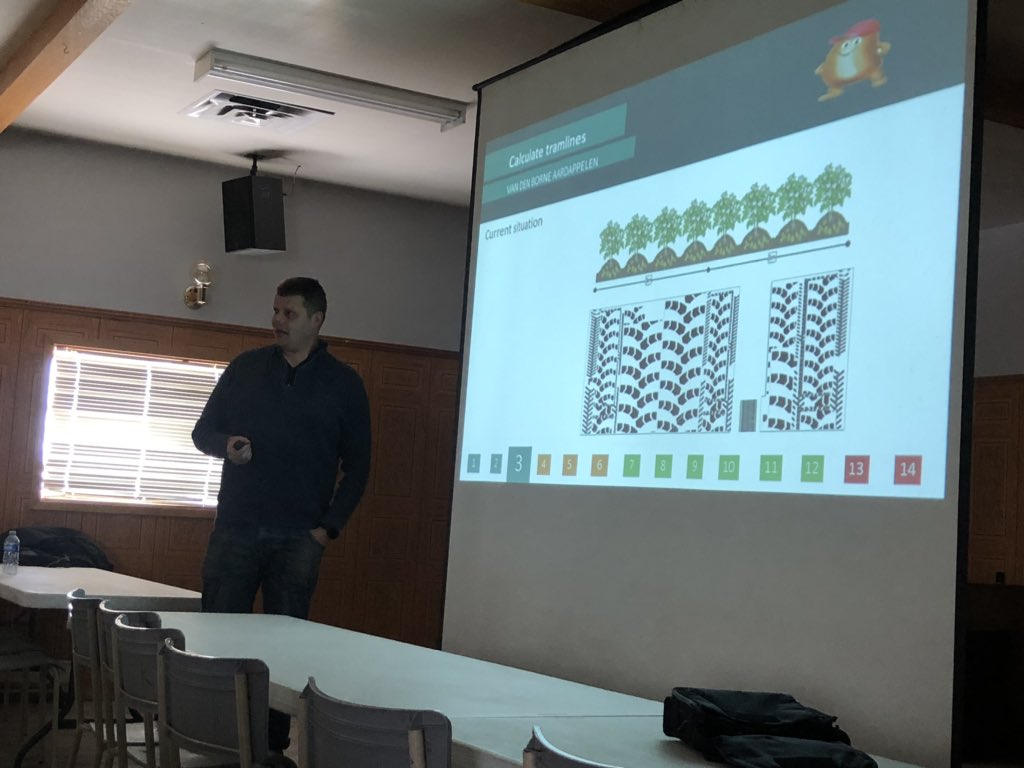christyjo73's tweet photo. Thanks @jacobvdborne for sharing your precision ag story with NB growers today.  Thanks to @mccainfoods and @POTATOESNB for sponsoring today’s agenda.  #Nooneeversitsinthefrontrow https://t.co/NTPAUMOMyY