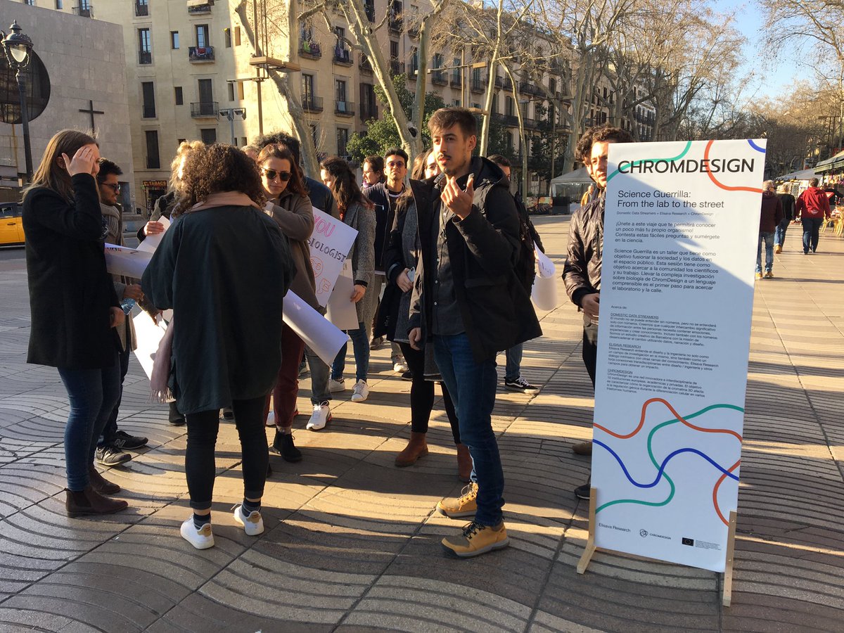 ChromDesign's tweet photo. Science guerrilla! Taking science into a physical space. It’s time to go from the lab to the street! A workshop by Domestic Data Streamers.
#ChromDesign #SciComWinterSchool https://t.co/J8yvSZczJC