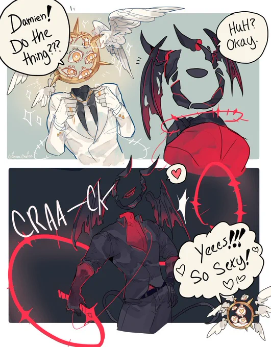 Damien's weapon is a whip!!!

Arthur is SUPER into it!!!

In both a kinky and non kinky way! XD

Damien belongs to @kaizuart 

#EldritchBoyfriends 