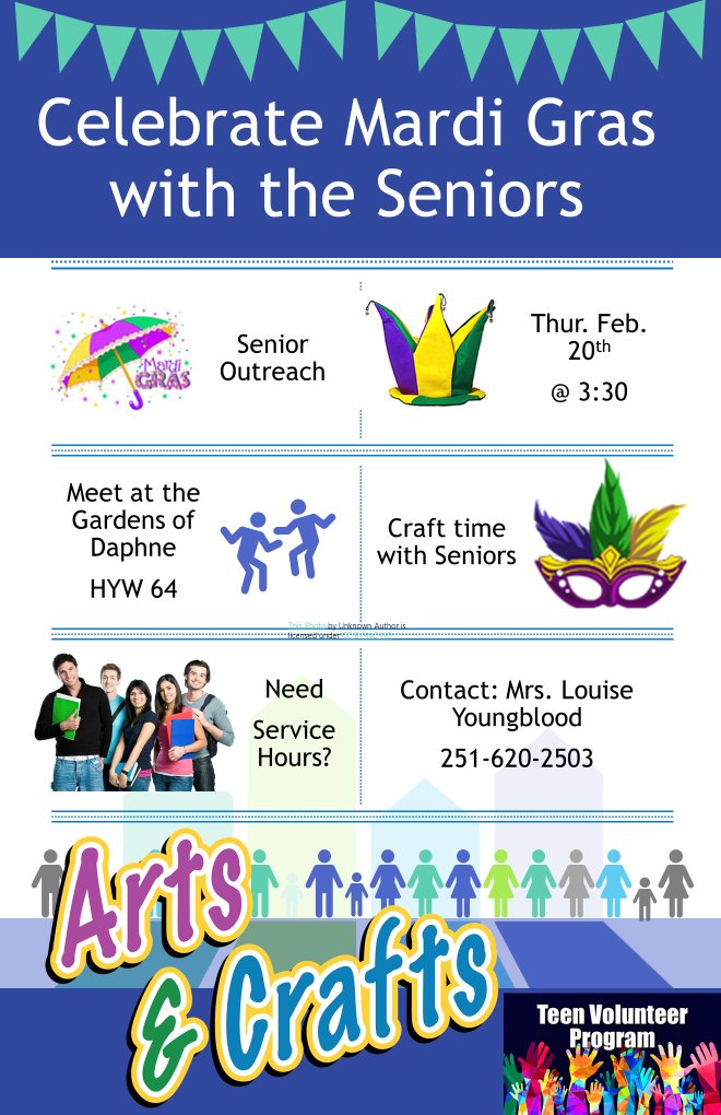 DaphneLibrary's tweet image. Reminder: we have an upcoming volunteer opportunity for Teens &amp;amp; Young Adults. The library is holding a Senior Outreach program tomorrow, February 20th at the Gardens of Daphne. Please call to register if interested: 251-620-2503.