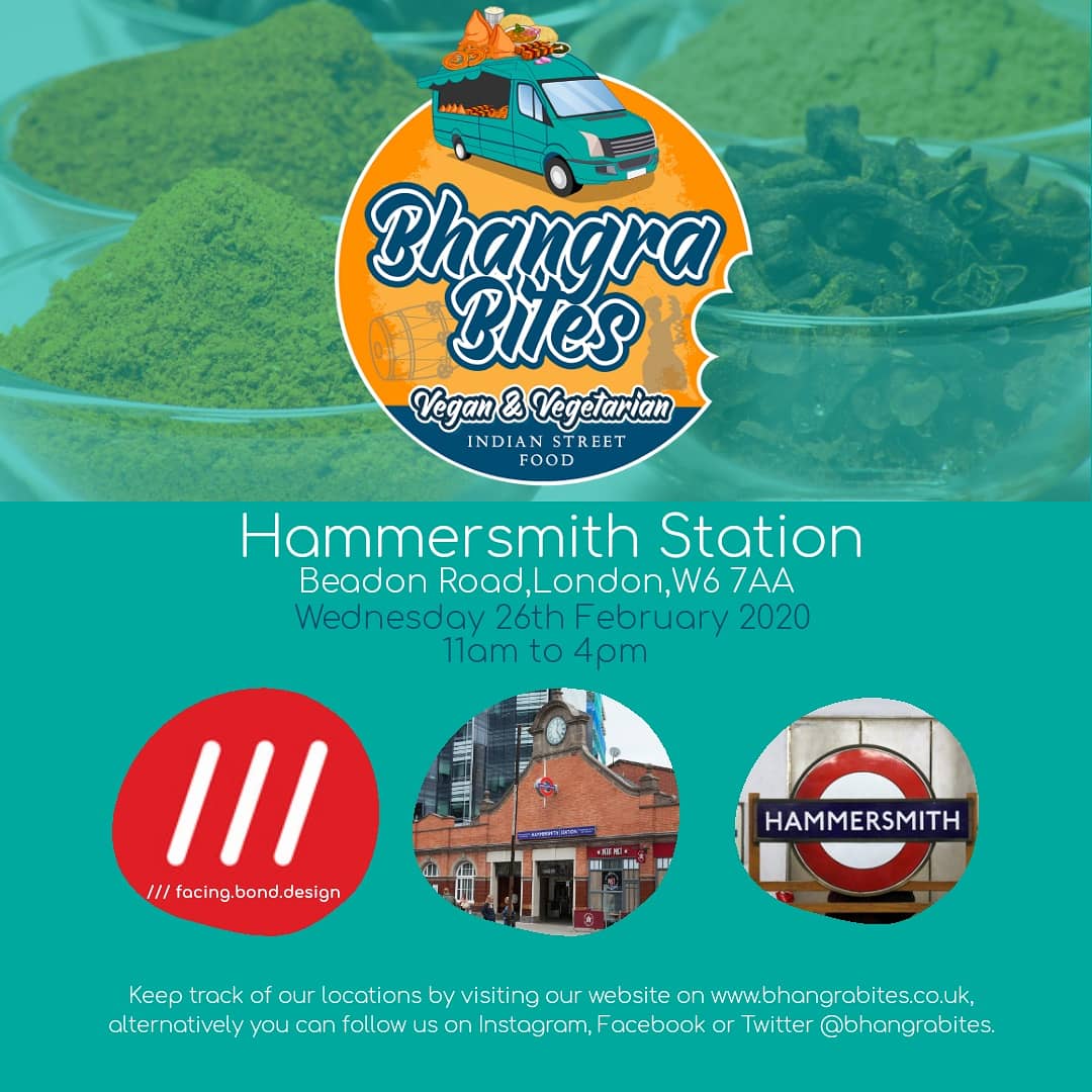 RETWEET! 🚚 🌱 Wednesday 26th February 2020 @ Hammersmith Station from 11am to 4pm. Visit us for some seriously delicous Indian Vegan food 🌱🚚 Download what3words find us! <a href="/hamandcityline/">Hammersmith & City line</a> #Vegan #VeganHour #veganlondon #veganism #MeatlessMonday