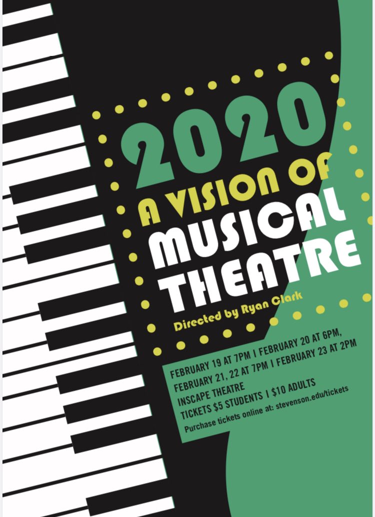 _SU_Activities's tweet photo. 2020: A Vision of Musical Theatre opens TONIGHT at the Inscape Theater (GS). Tickets are $5 for student and $10 for adults. The show runs the 19,21,22 at 7pm; 20 at 6pm; and 23 at 2pm. 2020 is a Theatre &amp; Media Performance production that is paired with Arts Alive! https://t.co/wEtNlGQhOj