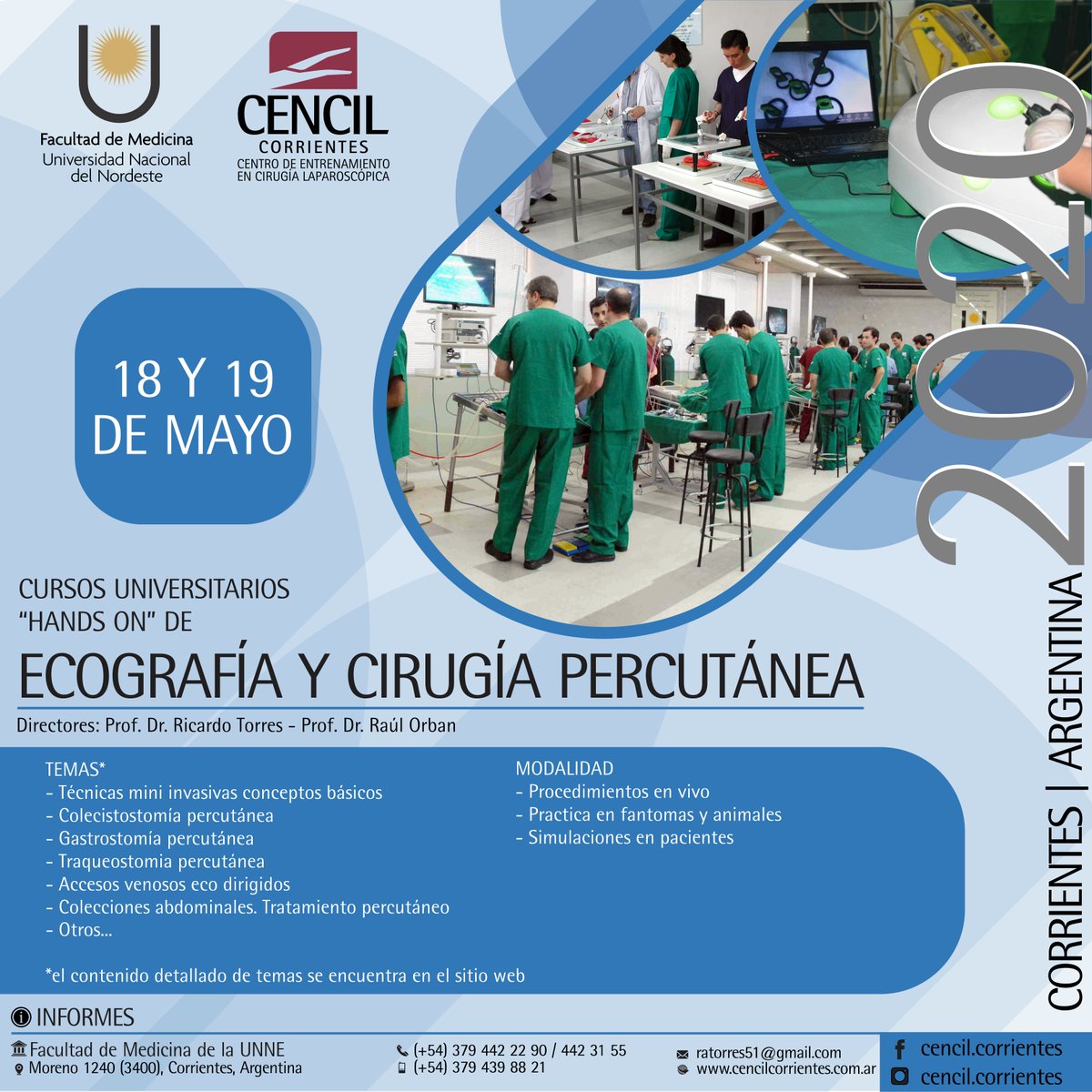 ATENCIÓN ‼
 🗣 Cirujanos y Residentes de Cirugía, anunciamos el Curso "Hands On" de Cirugía Laparascópica de Ecografía y Cirugía Percutánea.👩‍⚕👨‍⚕

📆 18 y 19 de Mayo.
